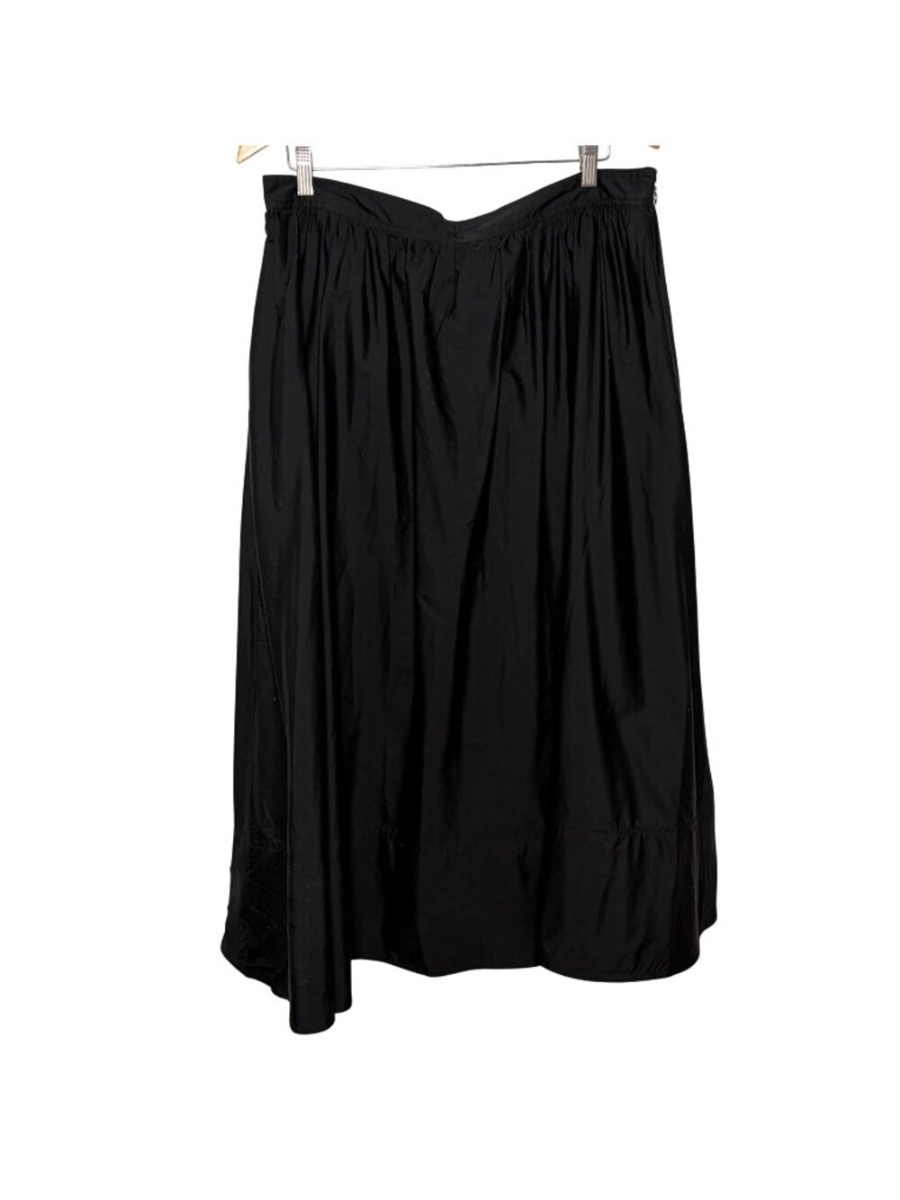 Banana Republic Black Cotton Taffeta Maxi Skirt Womens 14 Gathered Waist NWT